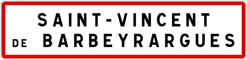 Panneau entrée ville agglomération Saint-Vincent-de-Barbeyrargues / Town entrance sign Saint-Vincent-de-Barbeyrargues