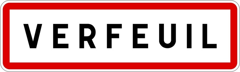 Panneau entrée ville agglomération Verfeuil / Town entrance sign Verfeuil