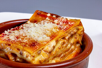 Italian pasta lasagna cooked in the oven