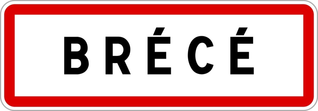 Panneau entr&eacute;e ville agglom&eacute;ration Br&eacute;c&eacute; / Town entrance sign Br&eacute;c&eacute;