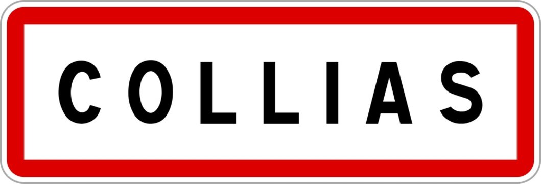 Panneau entr&eacute;e ville agglom&eacute;ration Collias / Town entrance sign Collias