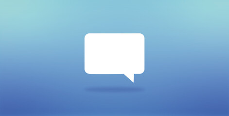Sprechblase mit Schlagschatten auf blauem Hintergrund