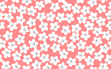 Floral seamless with hand drawn color flowers. Cute summer background. Modern floral compositions. Fashion vector stock illustration for wallpaper, posters, card, fabric, textile