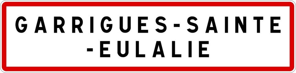 Panneau entrée ville agglomération Garrigues-Sainte-Eulalie / Town entrance sign Garrigues-Sainte-Eulalie