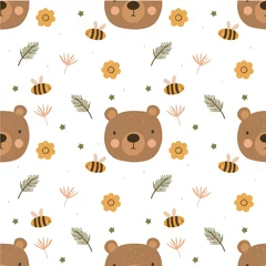 Poster Seamless pattern with cute bear. Vector illustration. © Miracles Everywhere