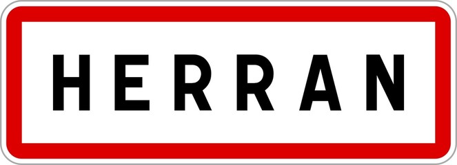 Panneau entrée ville agglomération Herran / Town entrance sign Herran