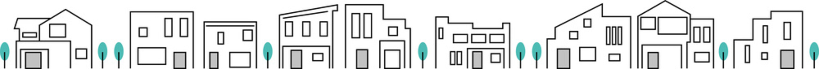 街並みのイラストの背景・パーツ素材　アイコン　ベクター