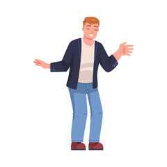 Man Father Talking to His Little Child Explaining Something Vector Illustration