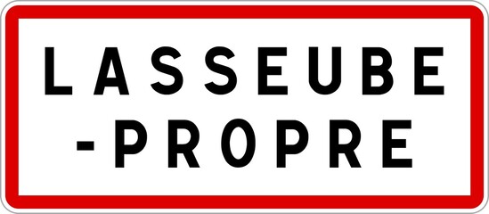 Panneau entrée ville agglomération Lasseube-Propre / Town entrance sign Lasseube-Propre