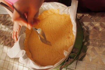 preparing a delicious tart at home