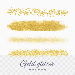 Set of gold glitter brush stroke - 497118029