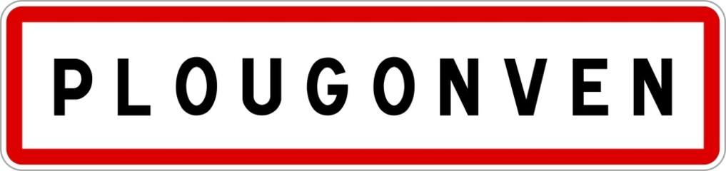 Panneau entrée ville agglomération Plougonven / Town entrance sign Plougonven