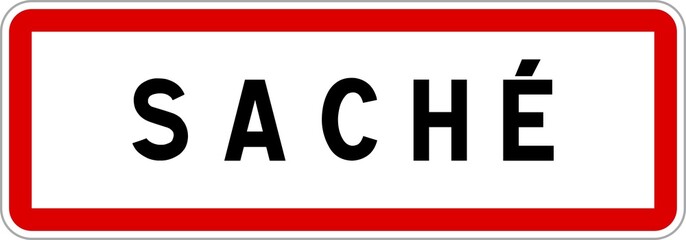 Panneau entrée ville agglomération Saché / Town entrance sign Saché