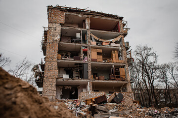 House in Kyiv after a rocket hit