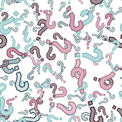 Quiz seamless pattern. Question marks, doubt, faq