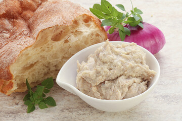 Jewish traditional cuisine herring mousse Forsmak