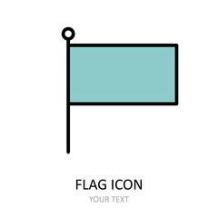 Vector illustration with small flag. Outline icon.