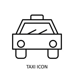 Vector illustration with taxi icon. Outline drawing
