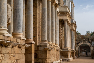 detail view of the Roman amphitheater in historic Merida