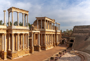 Obraz premium view of the Roman amphitheater in historic Merida