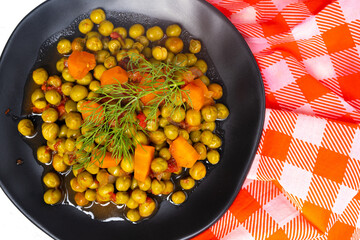 Turkish cuisine. Delicious green pea  meal