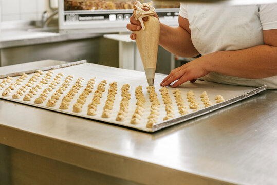 Making "Appenzeller Biberli" and other biscuits in a bakery in Appenzell in Switzerland