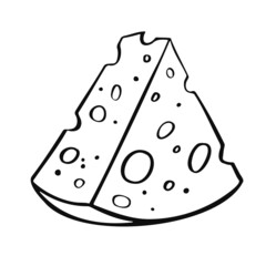 Cheese symbol in line, cartoon style outline. For restaurant menus and websites. Vector illustration