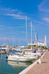 Yachts in Marina Bay in Rimini, Italy