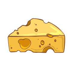 Delicious cartoon style cheese symbol. For restaurant menus and websites. Vector illustration