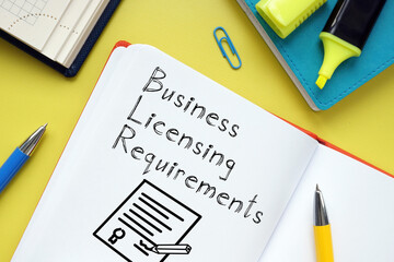 Business licensing requirements are shown on the photo using the text