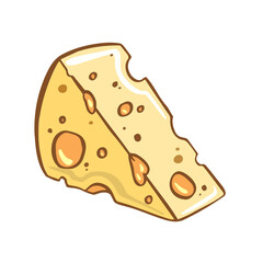 Delicious cartoon style cheese symbol. For restaurant menus and websites. Vector illustration