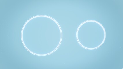 Macro shot of two transparent bubbles floating against pale blue background | Abstract cosmetic ingredients