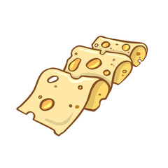 Delicious cartoon style cheese symbol. For restaurant menus and websites. Vector illustration
