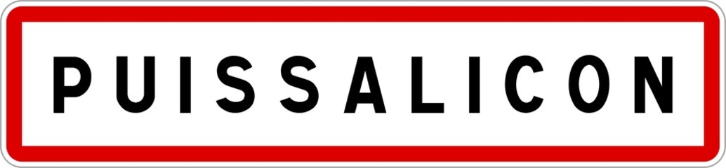 Panneau entrée ville agglomération Puissalicon / Town entrance sign Puissalicon