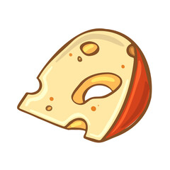 Delicious cartoon style cheese symbol. For restaurant menus and websites. Vector illustration