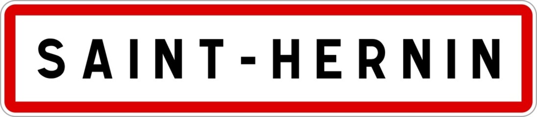 Panneau entrée ville agglomération Saint-Hernin / Town entrance sign Saint-Hernin