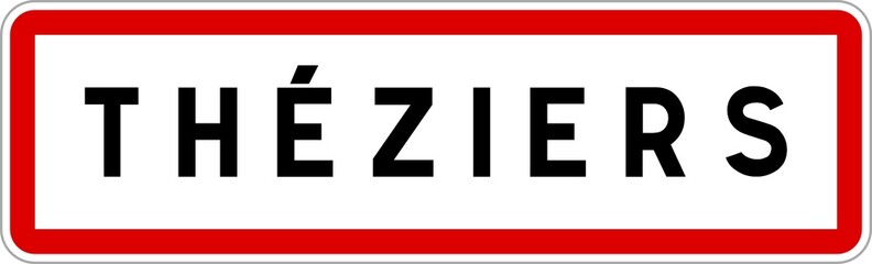 Panneau entrée ville agglomération Théziers / Town entrance sign Théziers