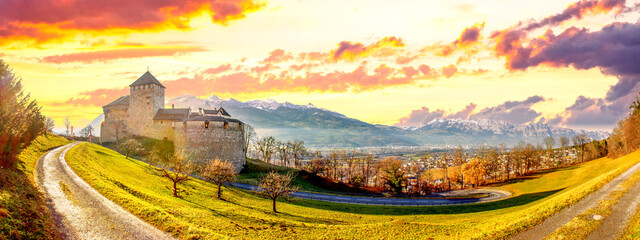 Schloss, Liechtenstein, Vaduz - obrazy, fototapety, plakaty