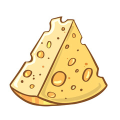 Delicious cartoon style cheese symbol. For restaurant menus and websites. Vector illustration