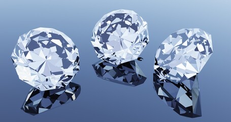 White Diamond icon. 3d rendering.