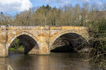 Fototapeta na wymiar The bridge over the River Tees which crosses the River Tees