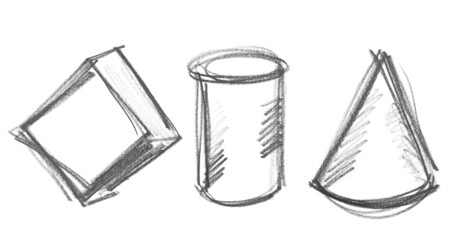 Geometric shape graphite pencil isolated on white