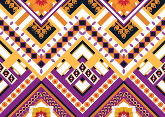 Geometric ethnic flower pattern for background,fabric,wrapping,clothing,wallpaper,Batik,carpet,embroidery style