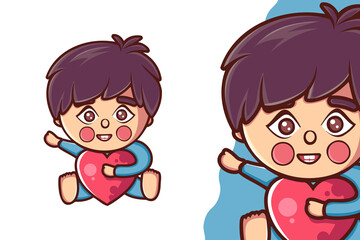 Happy Little Cute Baby Boy Cartoon Character
