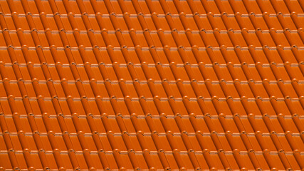 Close-up view of the roof of the house of orange tiles