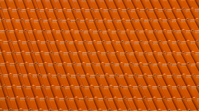 Close-up view of the roof of the house of orange tiles