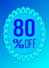 -80 percent discount. 80% discount. Up to 80%. Blue and Royal banner with floating balloon for promotions and offers. Up to. High Resolution.  Discount and offer board.