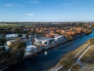 Fototapeta premium View of the River Tees showing the market town of Yarm in North Yorkshire