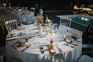 Rustic decor. Decoration for a special occasion. Everything is almost finished for ceremony.