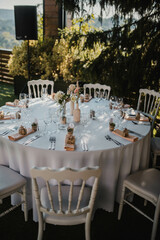 Rustic decor. Decoration for a special occasion. Everything is almost finished for ceremony.